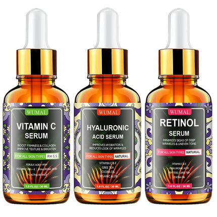 3-Piece Serum Set – Brightening Vitamin C, Retinol & Hydrating Hyaluronic Acid