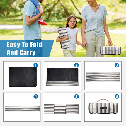 Waterproof Picnic Blanket 78x57", Sandproof Foldable Camping Beach Mat, Blue