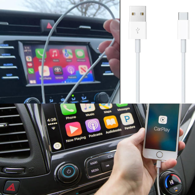 2 Pack USB Type C Cable for CarPlay iPhone Samsung Galaxy and iPad