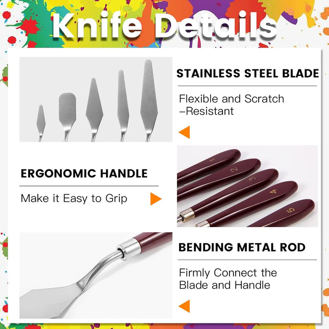 10PCS Stainless Steel Palette Knife Set – Flexible Painting & Color Mixing Tools
