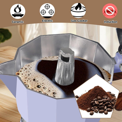 3 Cup Aluminum Moka Pot 150ml Stovetop Espresso Coffee Maker, 5oz