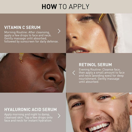 3-Piece Serum Set – Brightening Vitamin C, Retinol & Hydrating Hyaluronic Acid