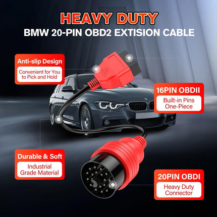 20 Pin to 16 Pin OBD2 Cable for BMW – OBD1 to OBD2 Diagnostic Adapter, OE Quality