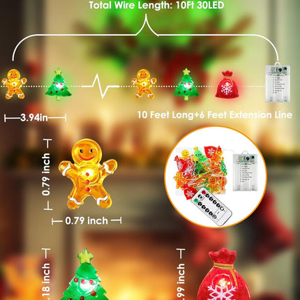 10FT 30 LED Christmas Fairy Lights – Battery Operated with Remote & Timer