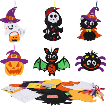 12-Pack Halloween Foam Craft Kits for Kids, Pumpkin Bat DIY Stickers Party Activity