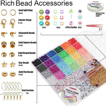 6000+Pcs Clay Beads Bracelet Making Kit with Charms for Girls DIY Crafts