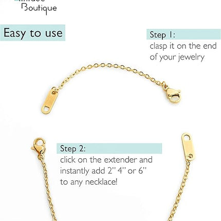 18K Gold Plated Necklace Extender Set 3pcs 2 4 6 Inch Chain Women Jewelry