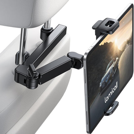 3-in-1 Car Headrest Tablet Holder – Adjustable Back Seat Mount for Kids & Travel