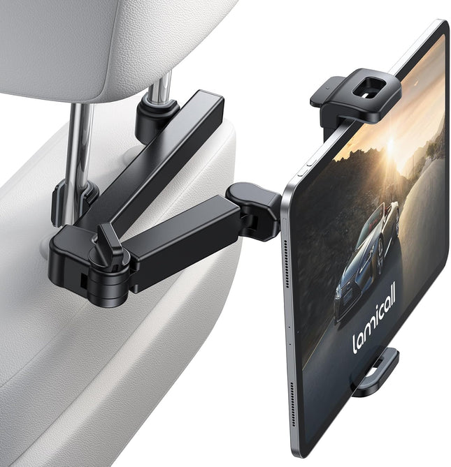 3-in-1 Car Headrest Tablet Holder – Adjustable Back Seat Mount for Kids & Travel