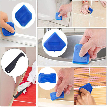 3-in-1 Sealant Tool – Stainless Head, Grout Scraper, 5 Replaceable Pads