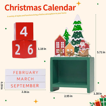 Christmas Countdown Advent Calendar – 24 Days Wooden Santa & Elk Ornaments