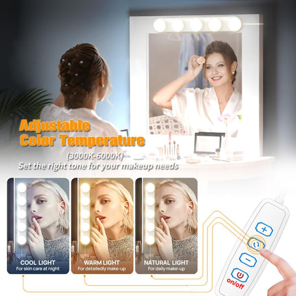 Portable LED Makeup Light – 3 Colors, Dimmable, Adjustable for Vanity Mirror