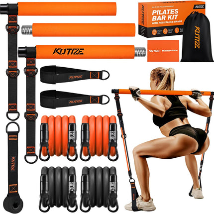 Pilates Bar Kit with Resistance Bands, Full-Body Home Gym Strength Training Set