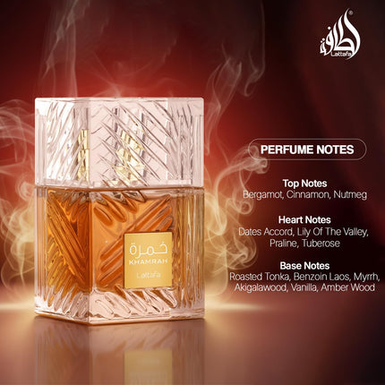 Lattafa Khamrah Eau de Parfum 100ml Unisex Vanilla Amber Warm Spicy Fragrance