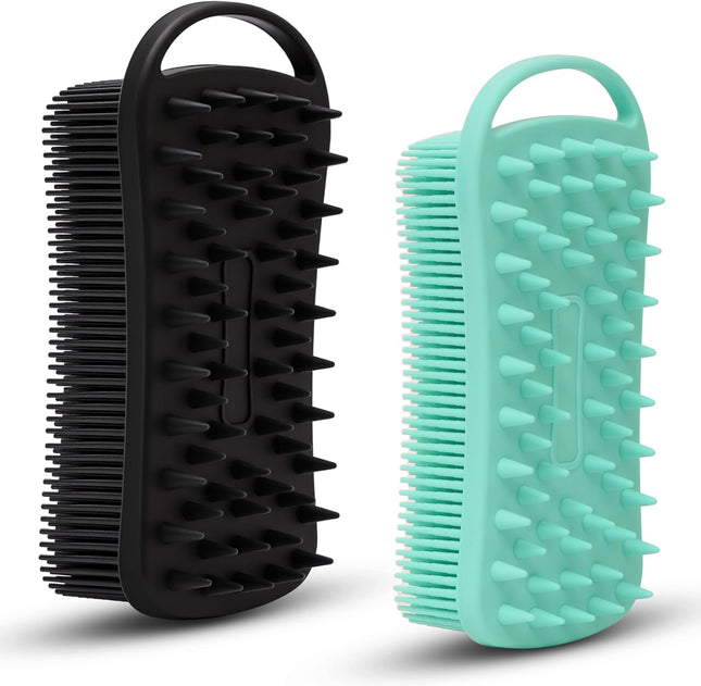 2PCS Silicone Body Scrubber, 2-in-1 Exfoliating Shower Loofah for Sensitive Skin