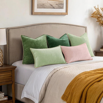 Spring Chenille Pillow Covers 18x18 – Set of 2 Farmhouse Velvet