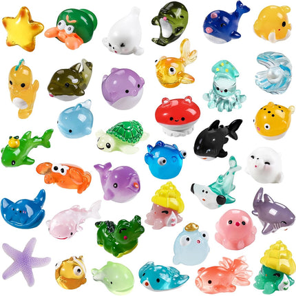 36pcs Mini Ocean Resin Animals – Tiny Sea Figurines for Aquarium & Fairy Gardens