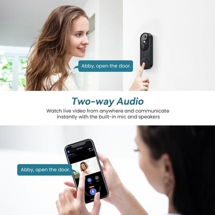 Wireless Wi-Fi Video Doorbell – Two-Way Audio, AI Motion, Night Vision
