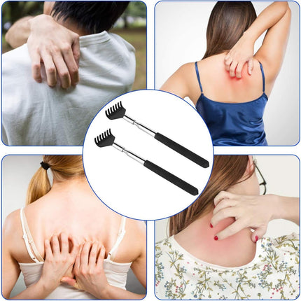 2 Pack Telescoping Back Scratcher – Stainless Steel Portable with Gift Box