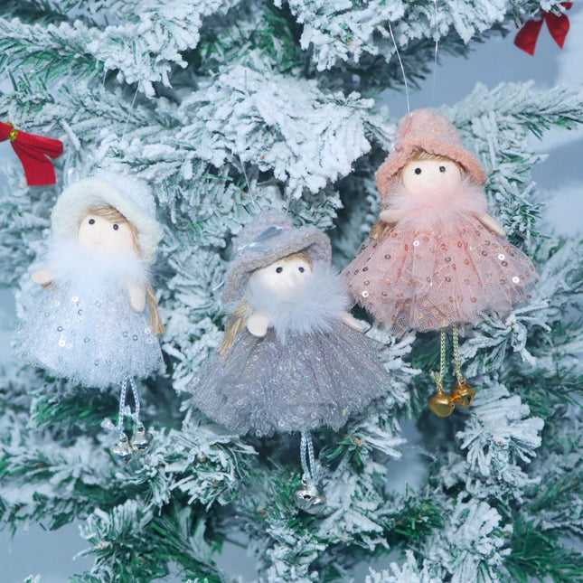 3-Piece Angel Doll Ornament Set – Plush Hanging Christmas Angel Decorations