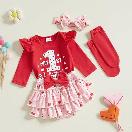 Newborn Baby Girl Easter Outfit: Bunny Romper, Tutu Skirt, Socks & Headband Set