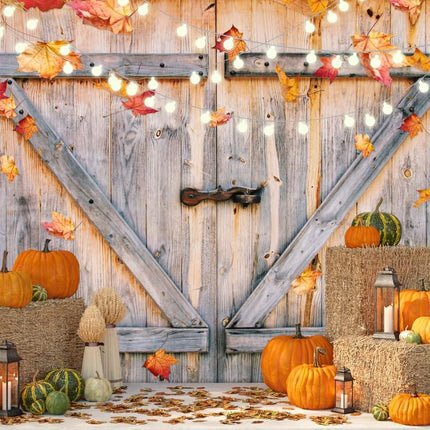 LYCGS 7x5FT Fall Backdrop – Pumpkin, Maple Leaves & Barn for Baby Shower or Thanksgiving Party