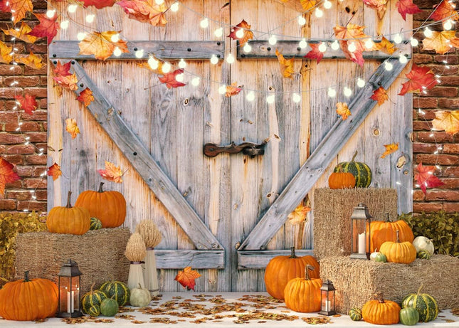 LYCGS 7x5FT Fall Backdrop – Pumpkin, Maple Leaves & Barn for Baby Shower or Thanksgiving Party