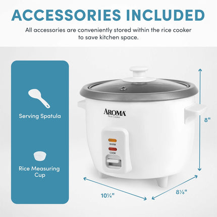 Aroma 3-Cup Rice Cooker 1.5 Qt Mini Rice Maker with Ceramic Nonstick Pot ARC-363NG