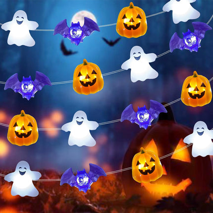 16.7FT 50LED 3D Halloween Lights, Pumpkin Bat Ghost, Timer, Waterproof Decor