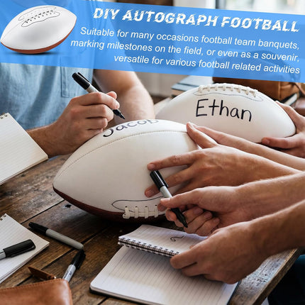 Size 9 White Autograph Football, 11.02in Signature Rugby Ball for Wedding & Team