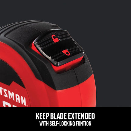 25-Ft Tape Measure – Fraction Markings, Retractable & Self-Locking Blade (CMHT37225)