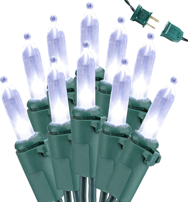 2 Pack 33ft 100 LED Christmas Lights – UL Certified Clear Mini Lights, Green Wire