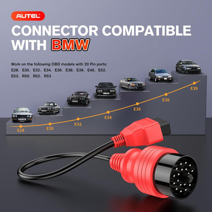 20 Pin to 16 Pin OBD2 Cable for BMW – OBD1 to OBD2 Diagnostic Adapter, OE Quality