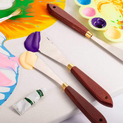 2PCS Painting Knife Set – Stainless Steel Palette Knives with Wood Handles