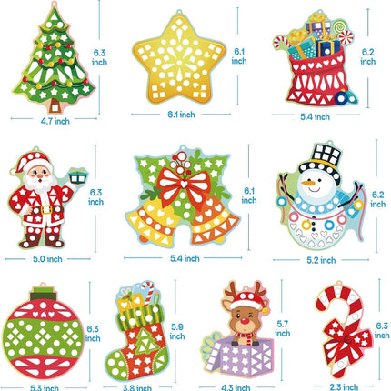 Christmas Art Craft Kit for Kids 10 Sets Mosaic Stickers Travel Toy Gifts