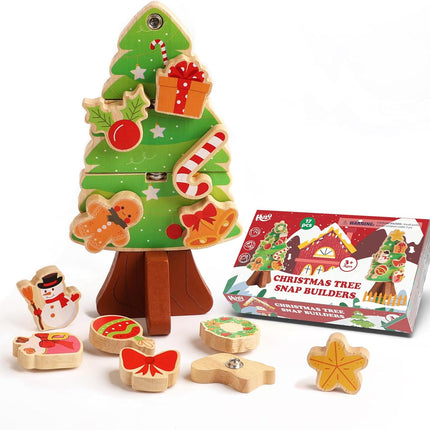 Christmas Tree Snap Builders – DIY Wooden Puzzle with Snap Buttons & Ornaments