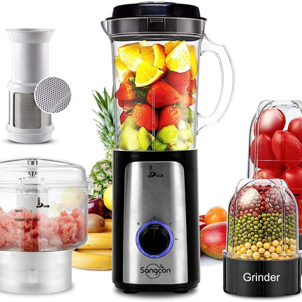 Electric Blender and Food Chopper Combo for Meat Vegetables Smoothies