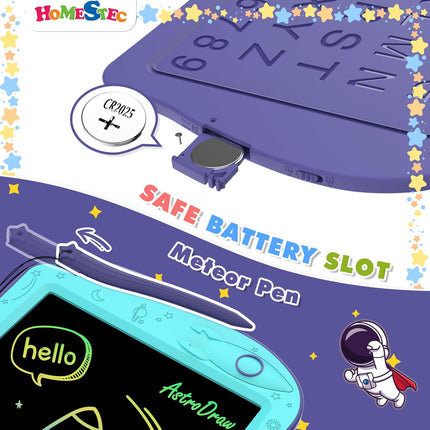 Astrodraw LCD Writing Tablet – Colorful Doodle Pad for Toddlers, Birthday Gift (Aqua/Purple)