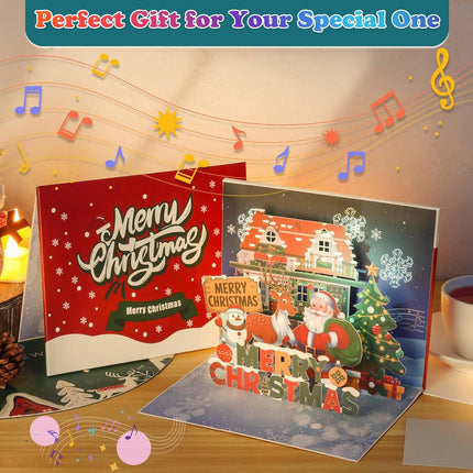 Christmas Card with Music & Lights – Pop-Up Tree Greeting Card for Family & Friends