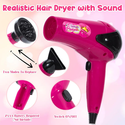 36PCS Hair Salon Toy Set for Girls – Pretend Play Makeup Kit with Stylist Accessories