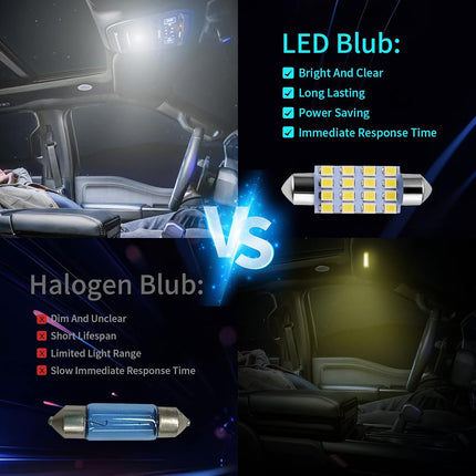 42Pcs LED Car Interior Light Bulb Kit, White Dome Map & Tail Lamps Set