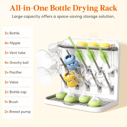 Baby Bottle Drying Rack – 10 Hooks, Countertop Organizer for Newborn Essentials