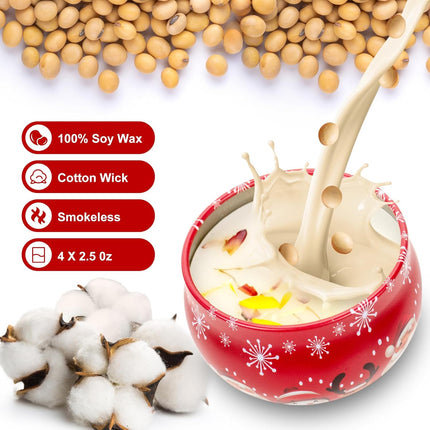 4PCS Christmas Scented Candles for Women Soy Wax Aromatherapy Gift Set