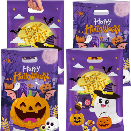 40-Piece Halloween Treat Bags with Handles, Ghost Pumpkin Trick-or-Treat Goodie Bags