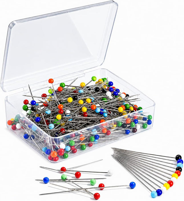 100 Pcs Pearl Head Sewing Pins for Fabric, 38mm Colored Straight Pins for Quilting and Crafts