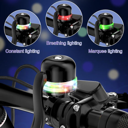 Light-Up Bike Bell for Kids & Adults, Adjustable Aluminum Bell for 19-31.8mm Bars