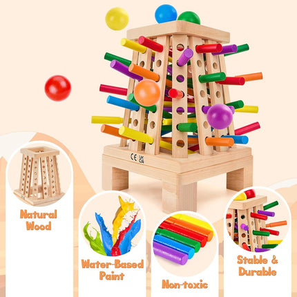 Montessori Wooden Sticks Dice Game for Kids 3+ Math & Fine Motor Skills