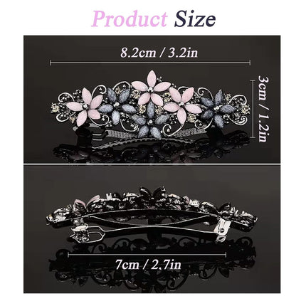 Sparkly Rhinestone Flower Hairpins Vintage French Style Hair Barrettes