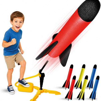 Rocket Launcher for Kids Outdoor Toy with Foam Rockets Ages 3-8 Years