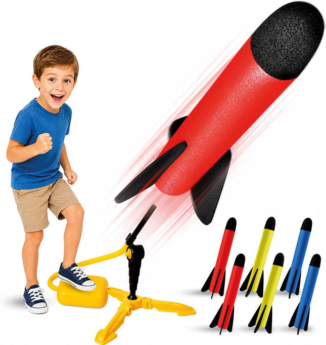 Rocket Launcher for Kids Outdoor Toy with Foam Rockets Ages 3-8 Years